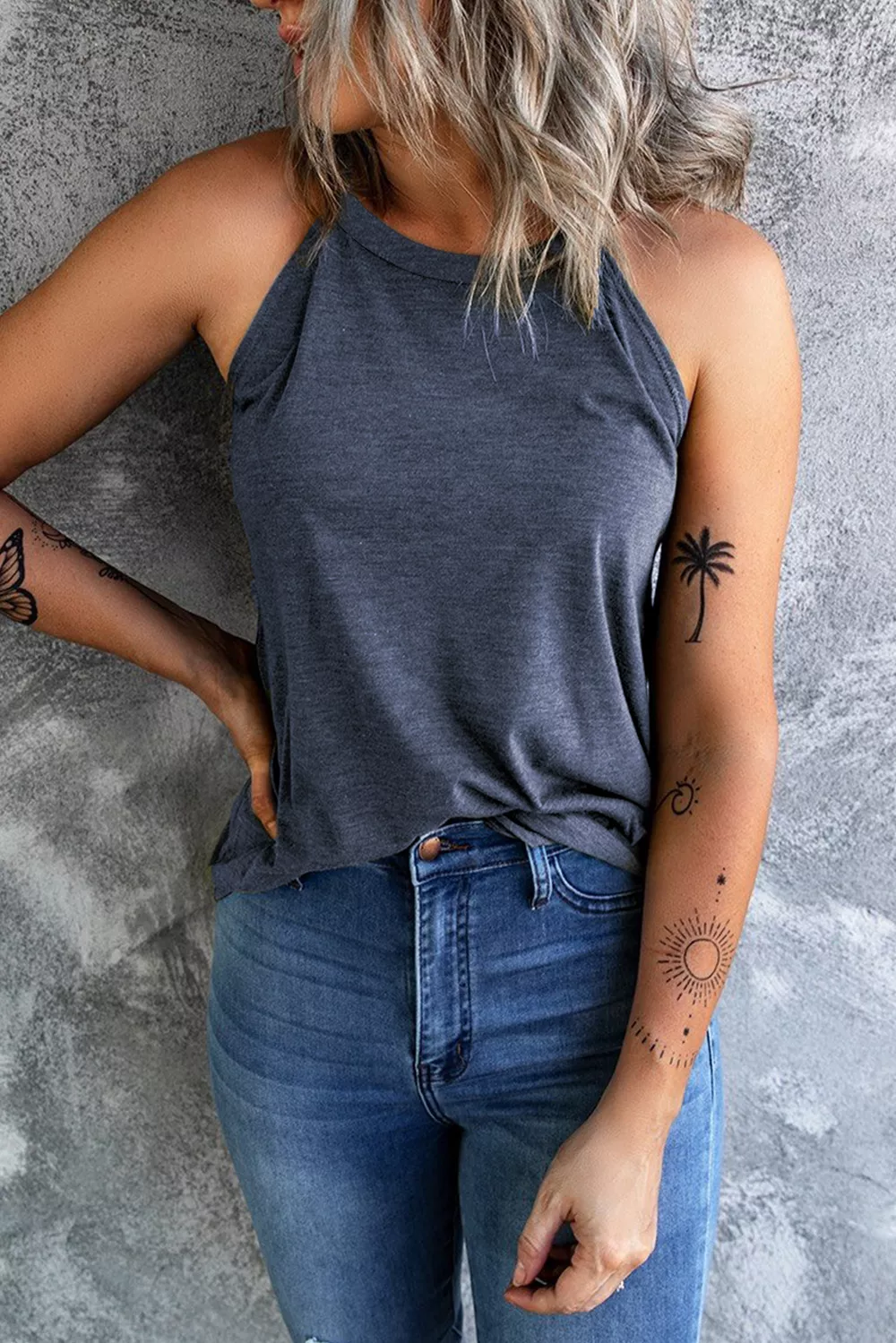 Curved Hem Grecian Tank Top, image 4