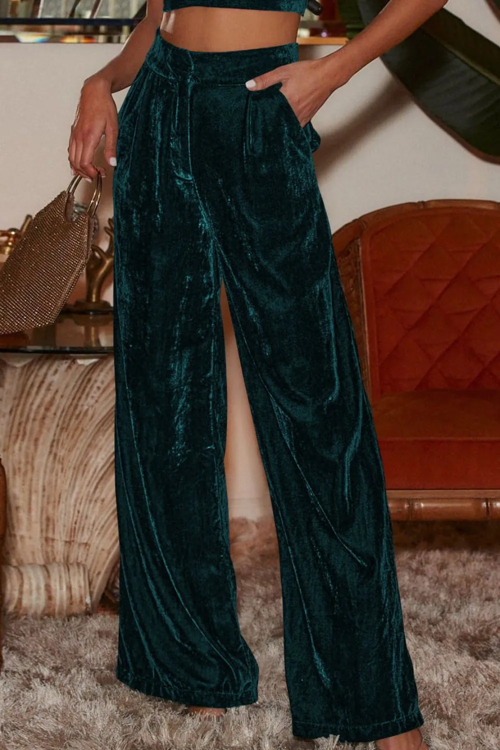 Loose Fit High Waist Long Pants with Pockets, image 21
