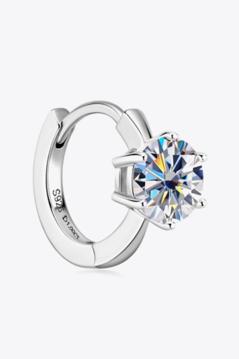2 Carat Moissanite 925 Sterling Silver Huggie Earrings, image 4