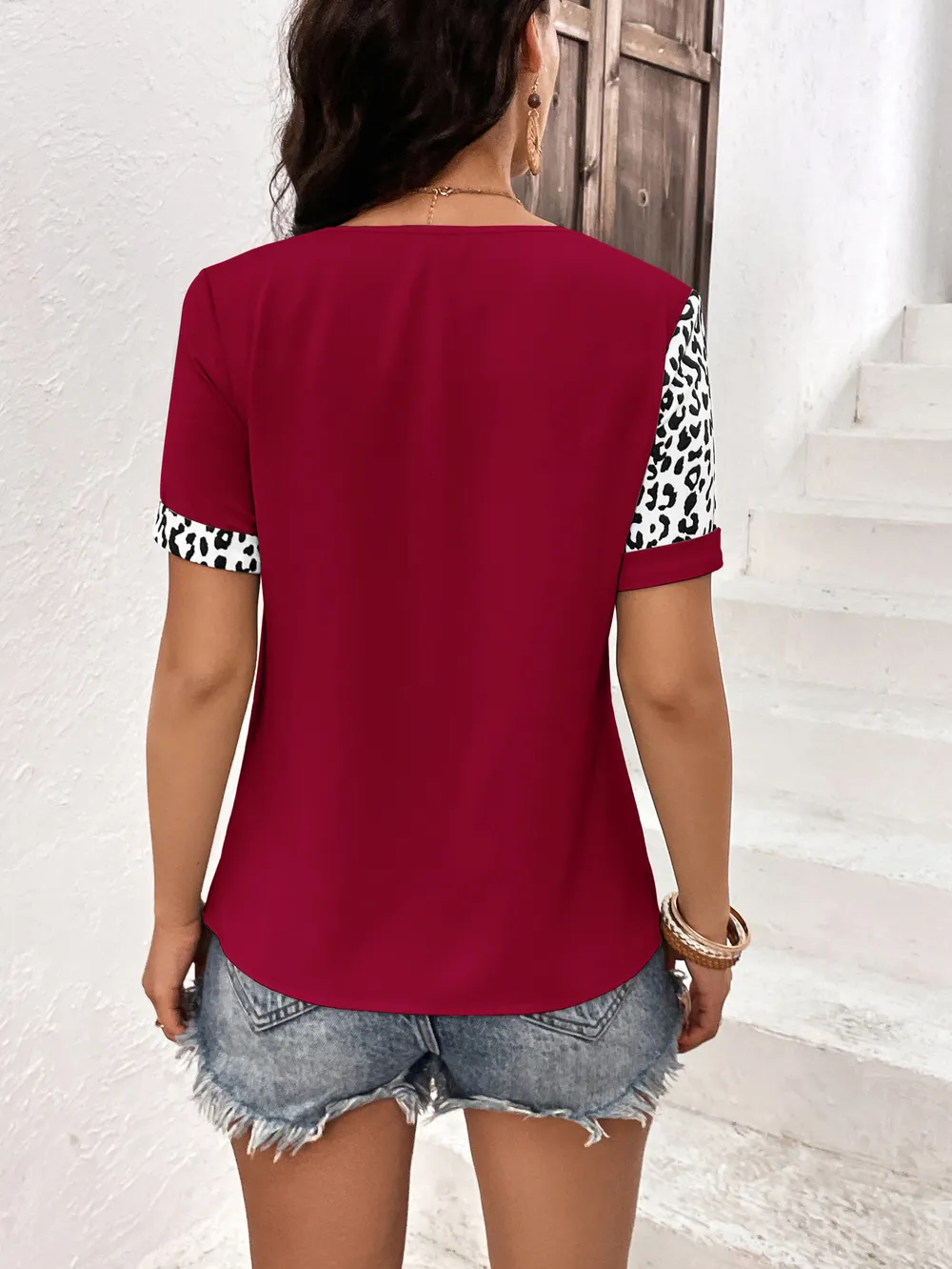Leopard Round Neck Short Sleeve Tee, image 12