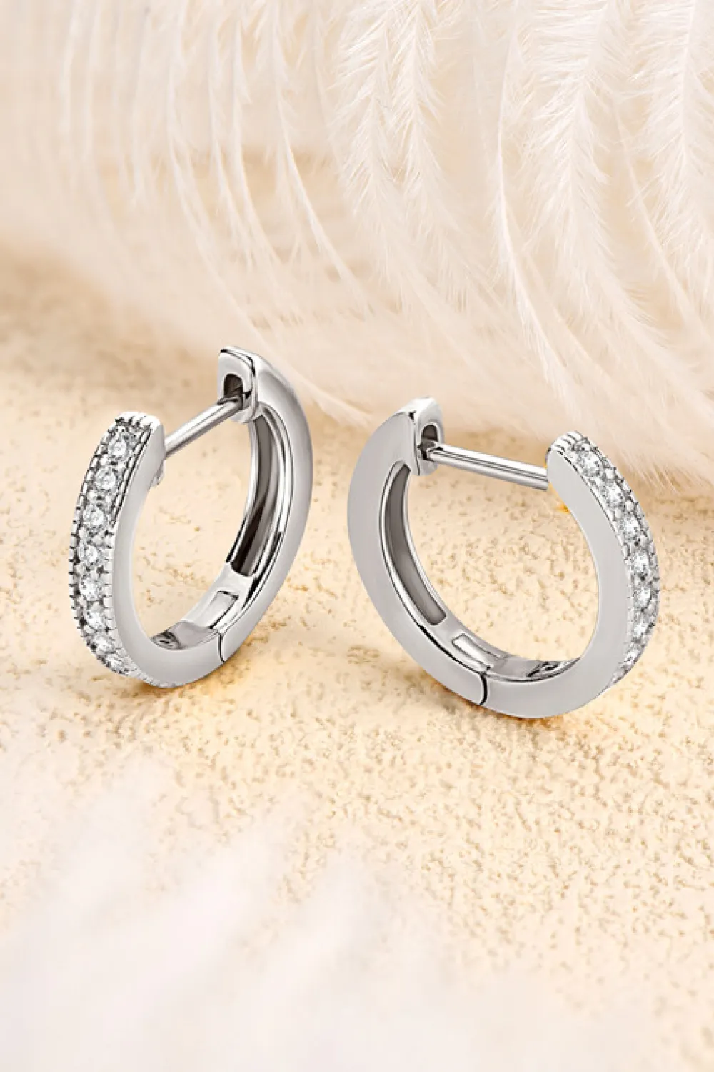 Inlaid Moissanite Hoop Earrings, image 3