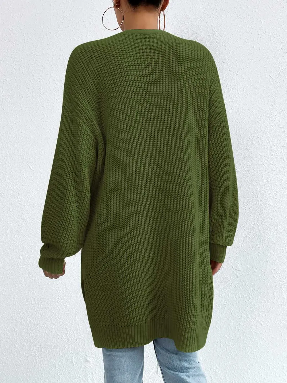 Open Front Dropped Shoulder Slit Cardigan, image 6