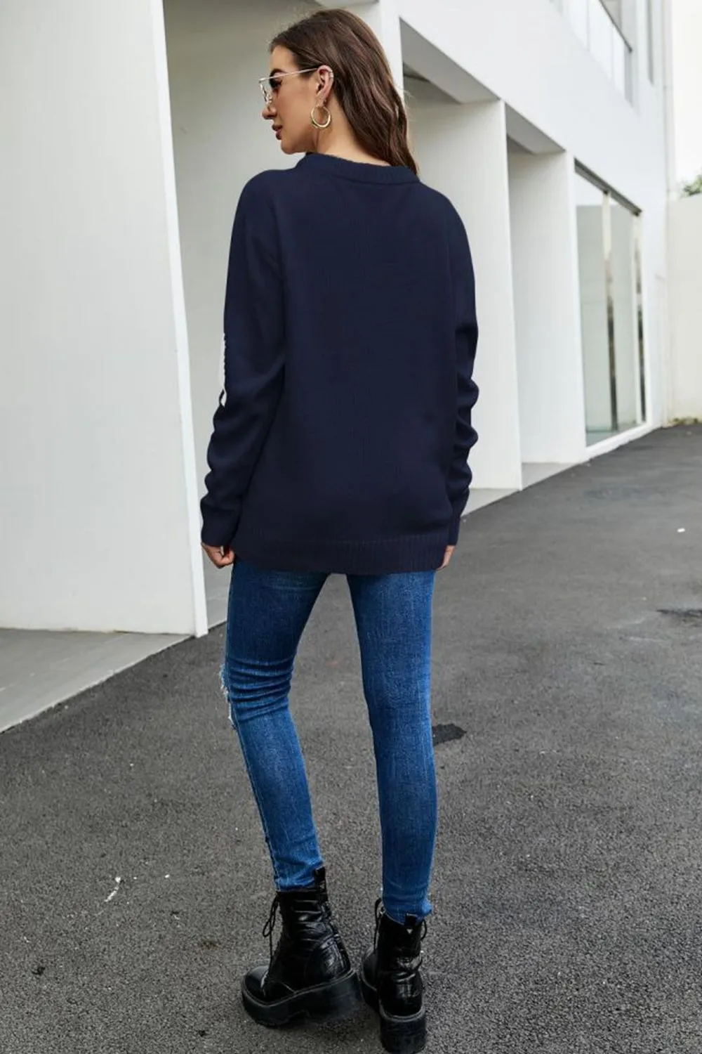 Round Neck Dropped Shoulder Sweater, image 4