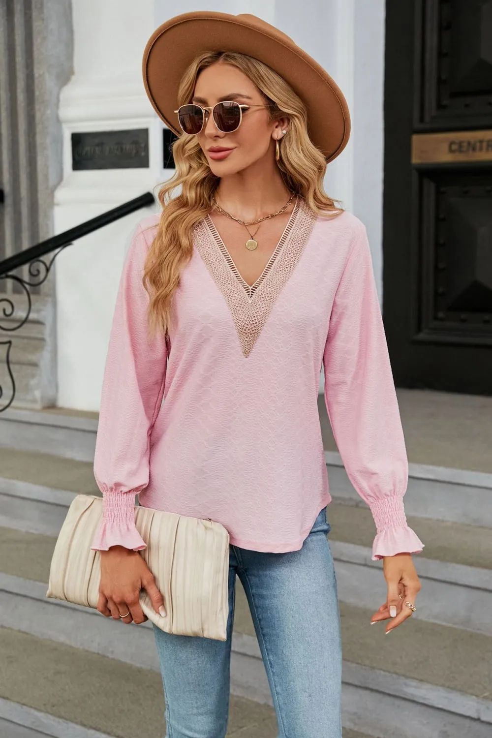 V-Neck Flounce Sleeve Blouse, image 19