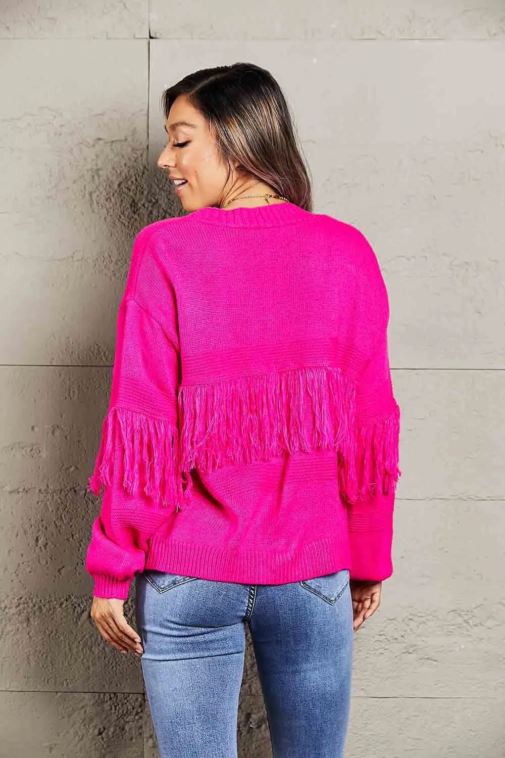Fringe Trim Open Front Cardigan, image 5