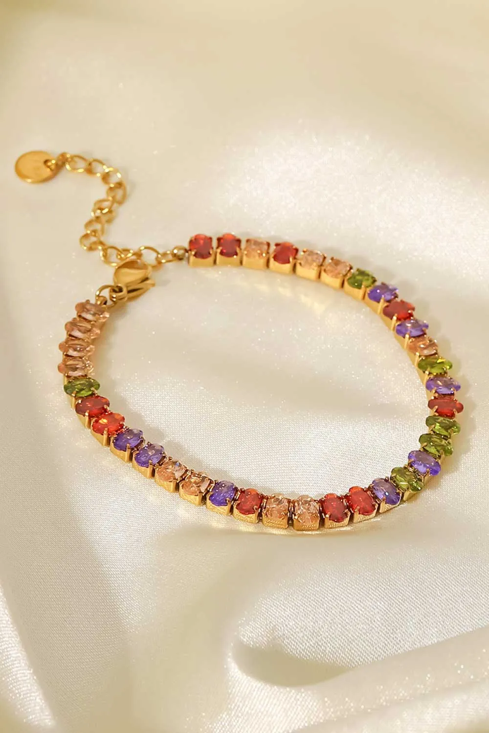 18K Gold Plated Multicolored Zircon Bracelet, image 4