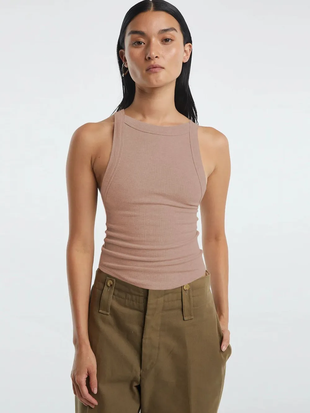 Halter Neck Ribbed Cropped Top, image 5