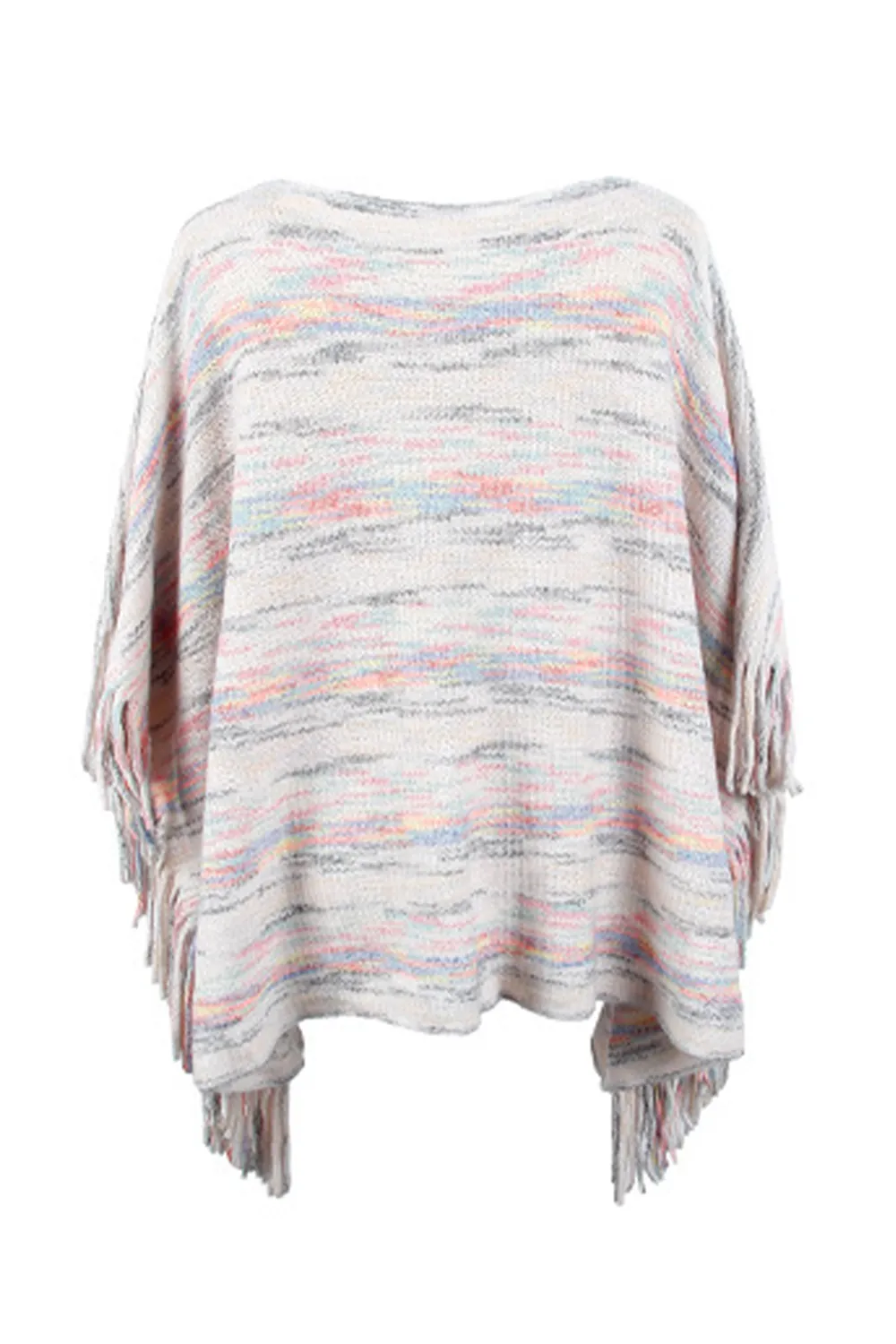 Round Neck Fringe Detail Sleeve Poncho, image 9