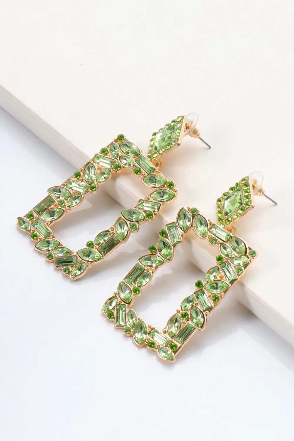 Square Shape Glass Stone Dangle Earrings, image 18