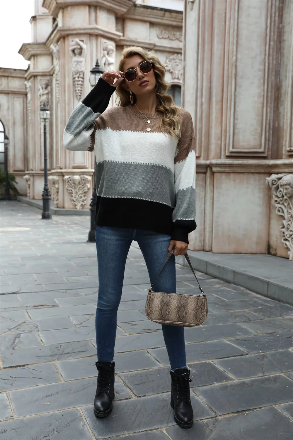 Color Block Round Neck Sweater, image 8