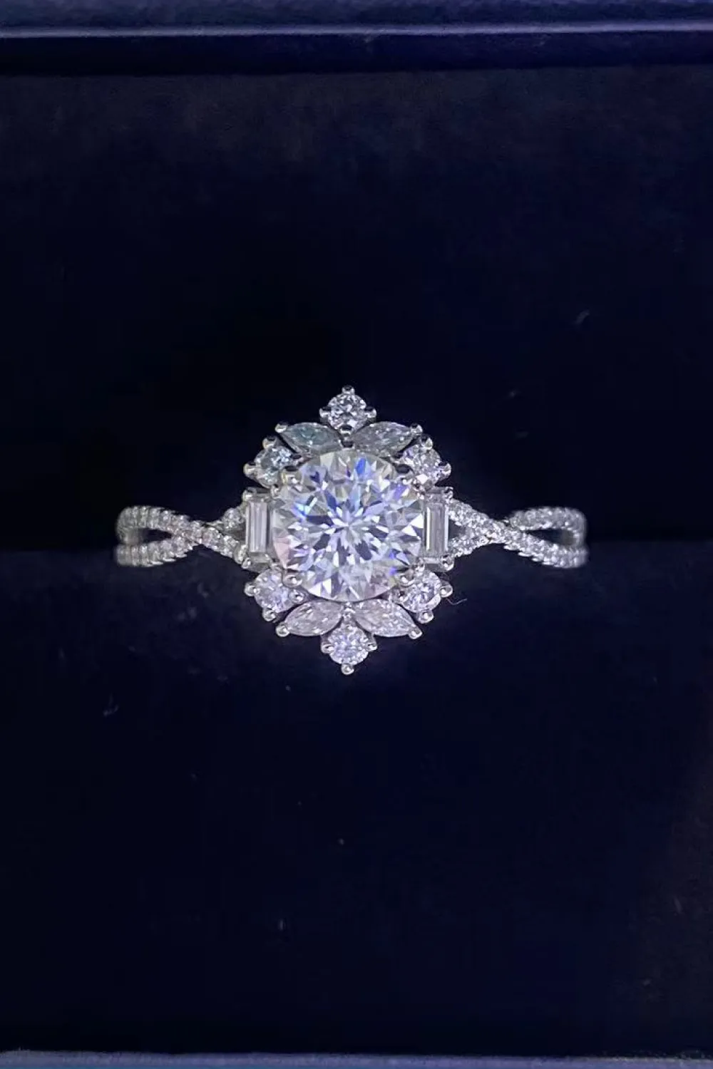Floral 2 Carat Moissanite Crisscross Ring, image 2