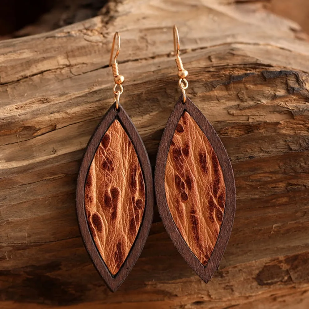 Geometrical Shape Wooden Dangle Earrings, image 8
