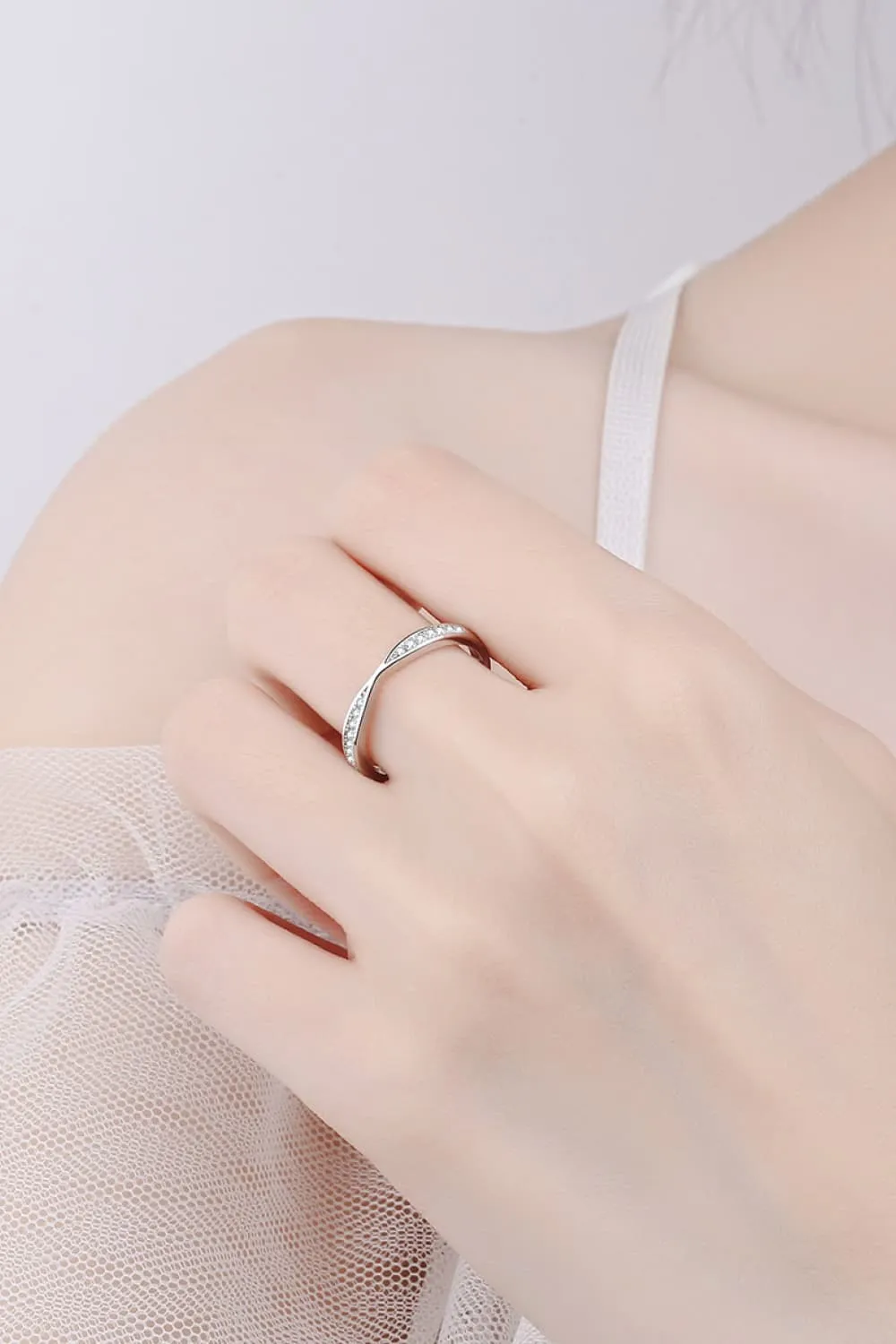 Moissanite Rhodium-Plated Ring, image 6