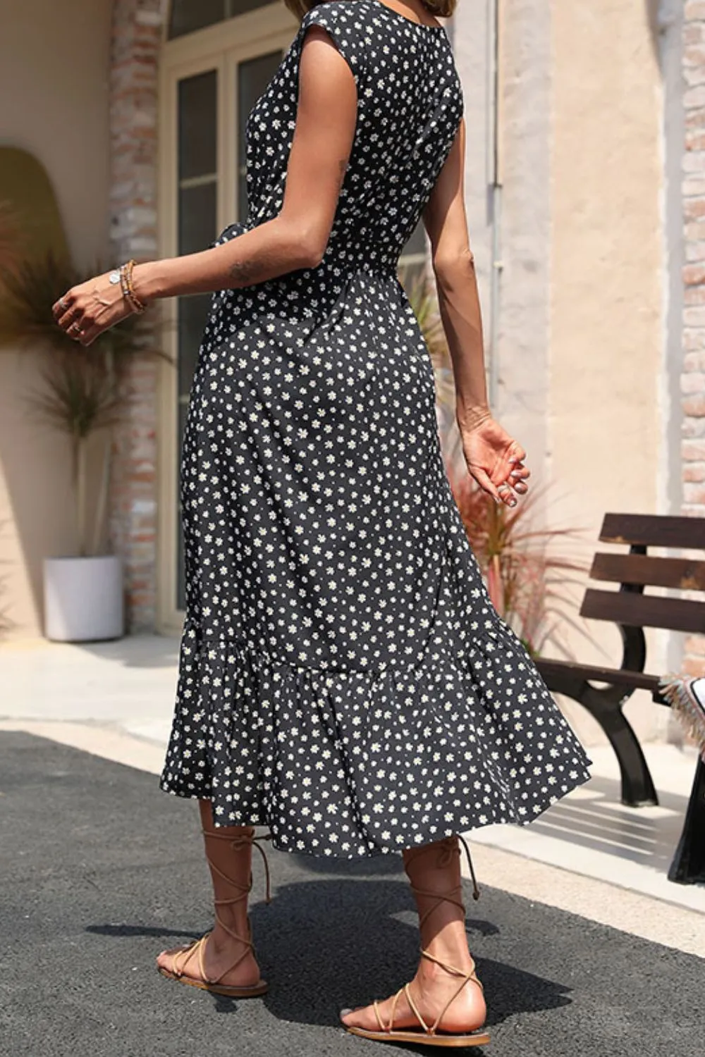 Floral Tie-Waist Ruffle Hem Dress, image 2