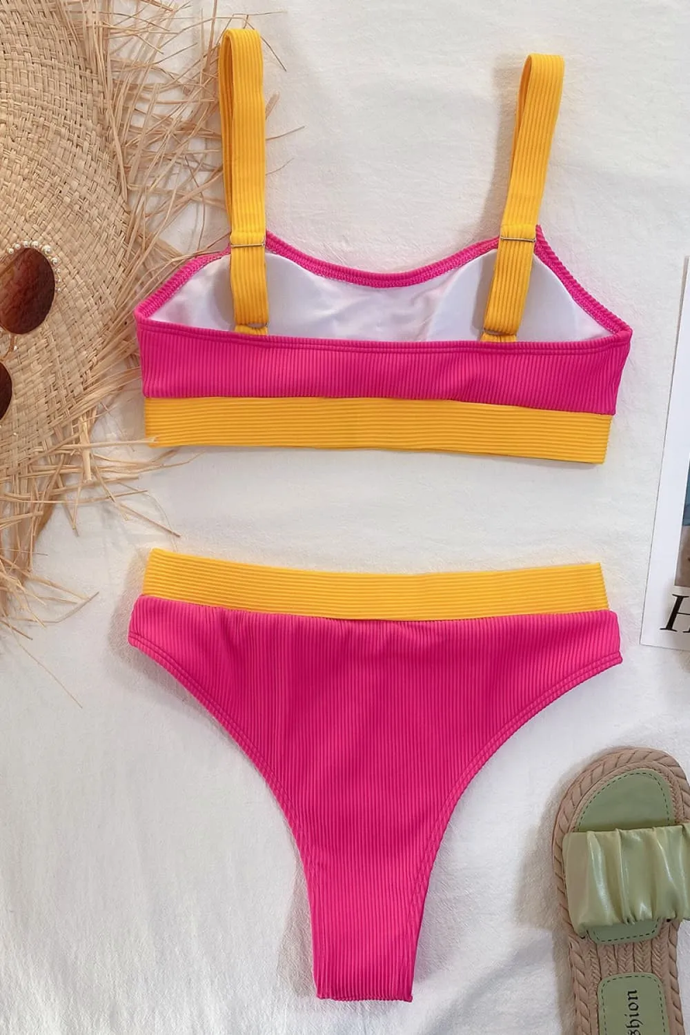 Color Block Scoop Neck Bikini Set, image 4