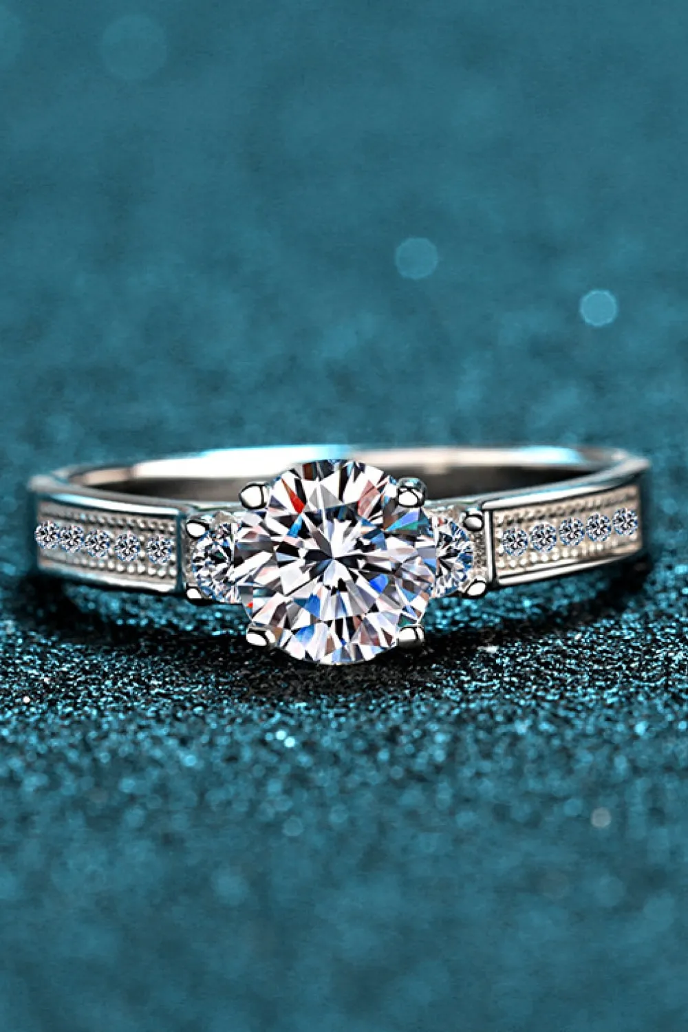 Lucky Charm Moissanite Rhodium-Plated Ring, image 4