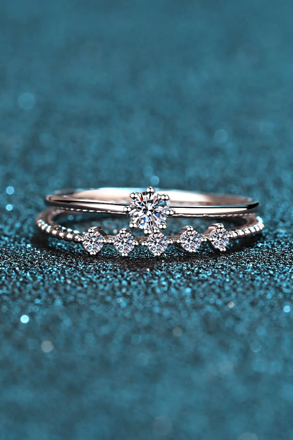 Moissanite 925 Sterling Silver Two-Piece Ring Set, image 4