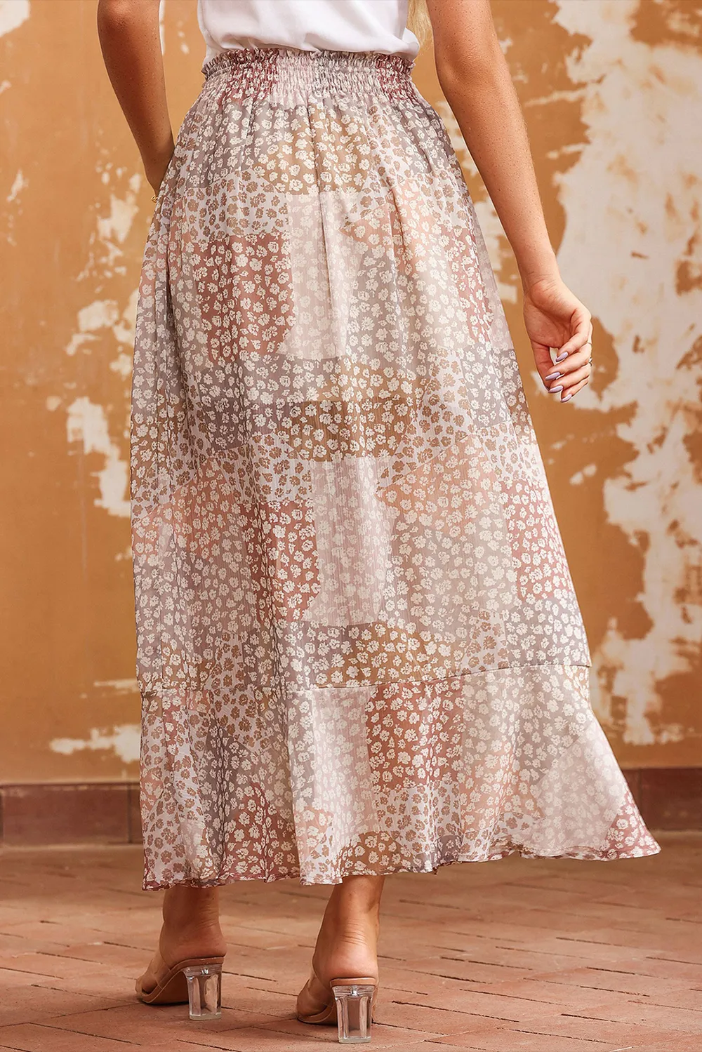 Floral Buttoned Front Slit Skirt, image 2
