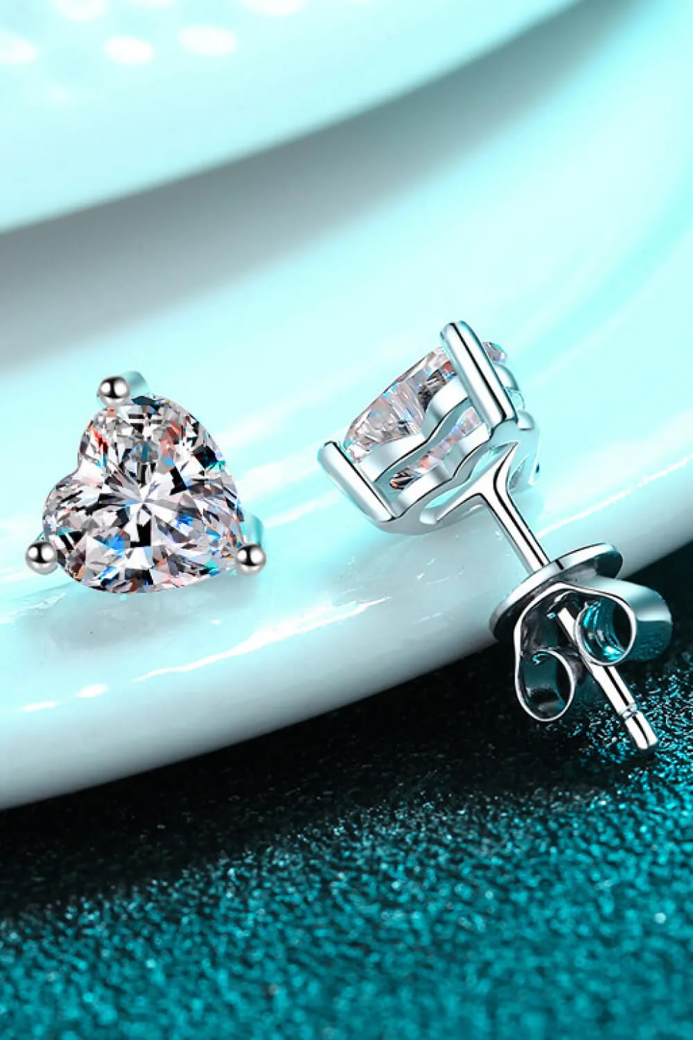 2 Carat Moissanite Heart-Shaped Stud Earrings, image 5
