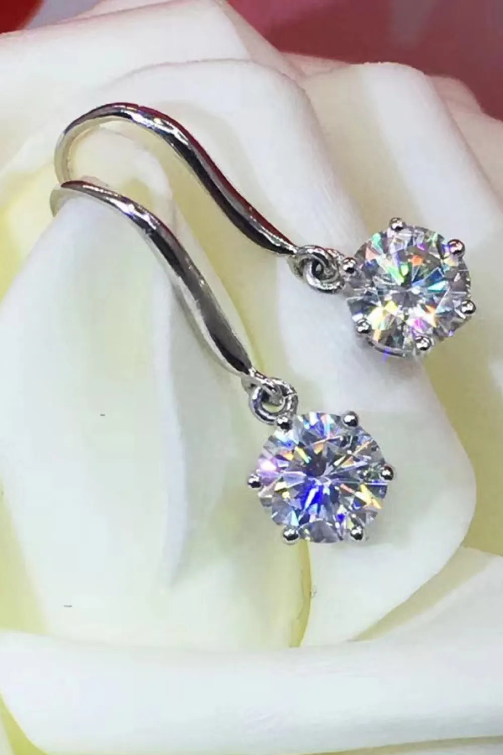 2 Carat Moissanite 6-Prong Drop Earrings, image 4