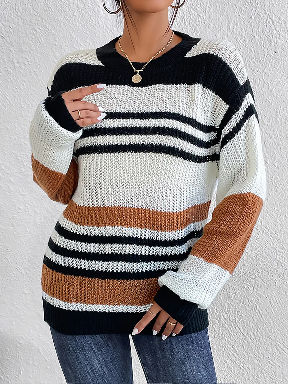 Striped Round Neck Sweater, image 3