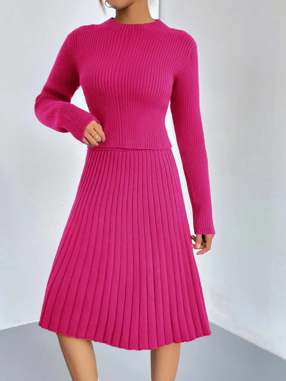 Rib-Knit Sweater and Skirt Set, image 4