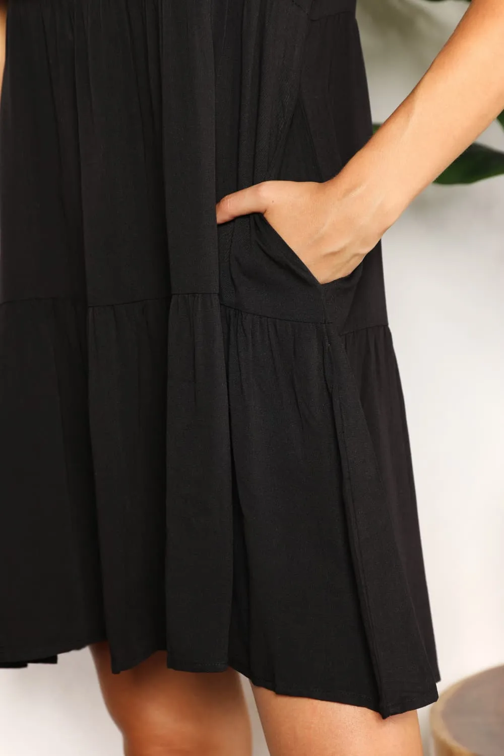 V-Neck Flounce Sleeve Tiered Dress, image 7