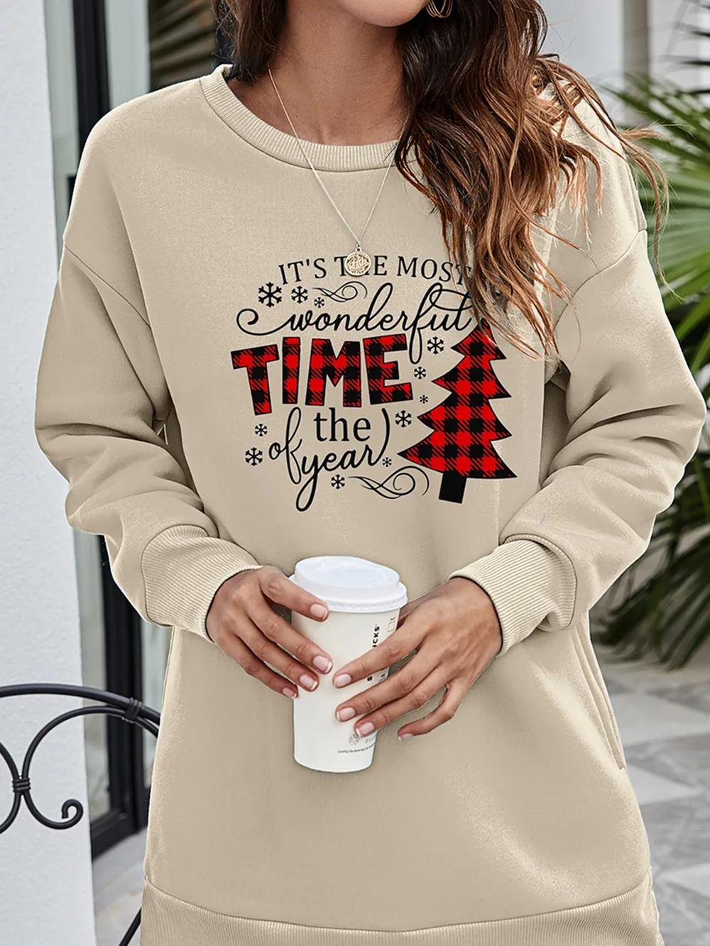Christmas Tree Graphic Drop Shoulder Sweatshirt, image 15