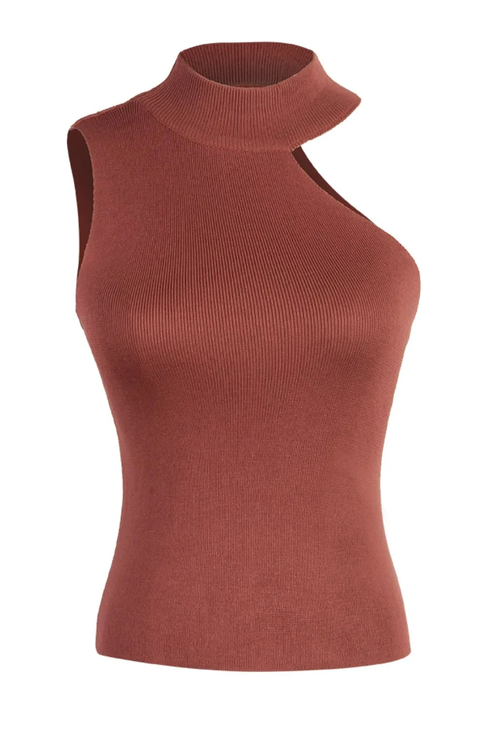Asymmetrical Sleeveless Rib-Knit Top, image 4