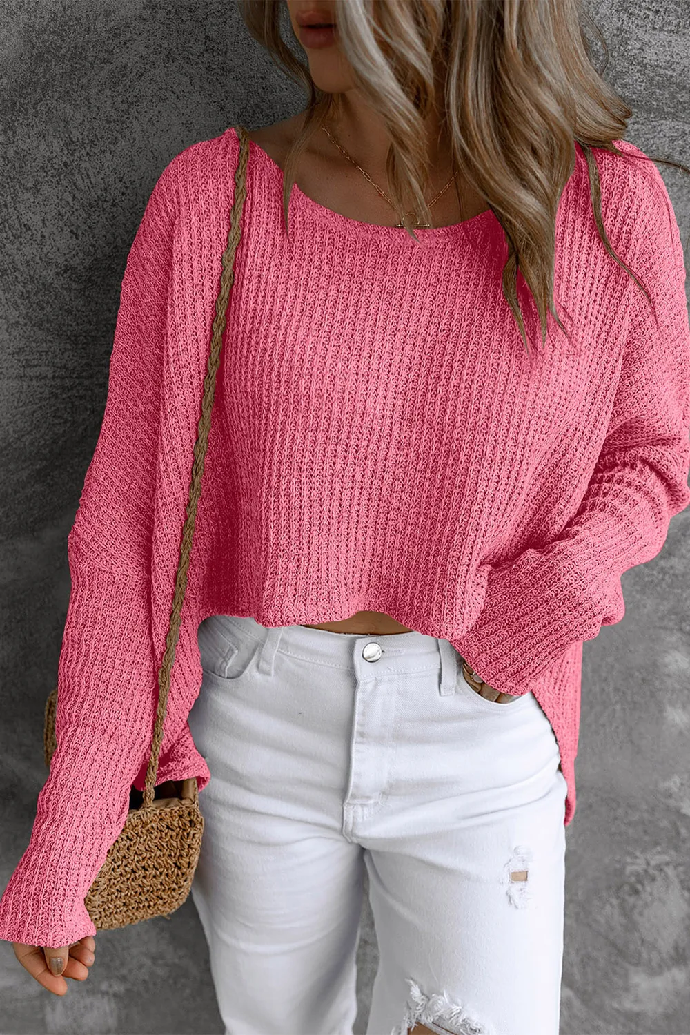 Round Neck High-Low Sweater, image 4
