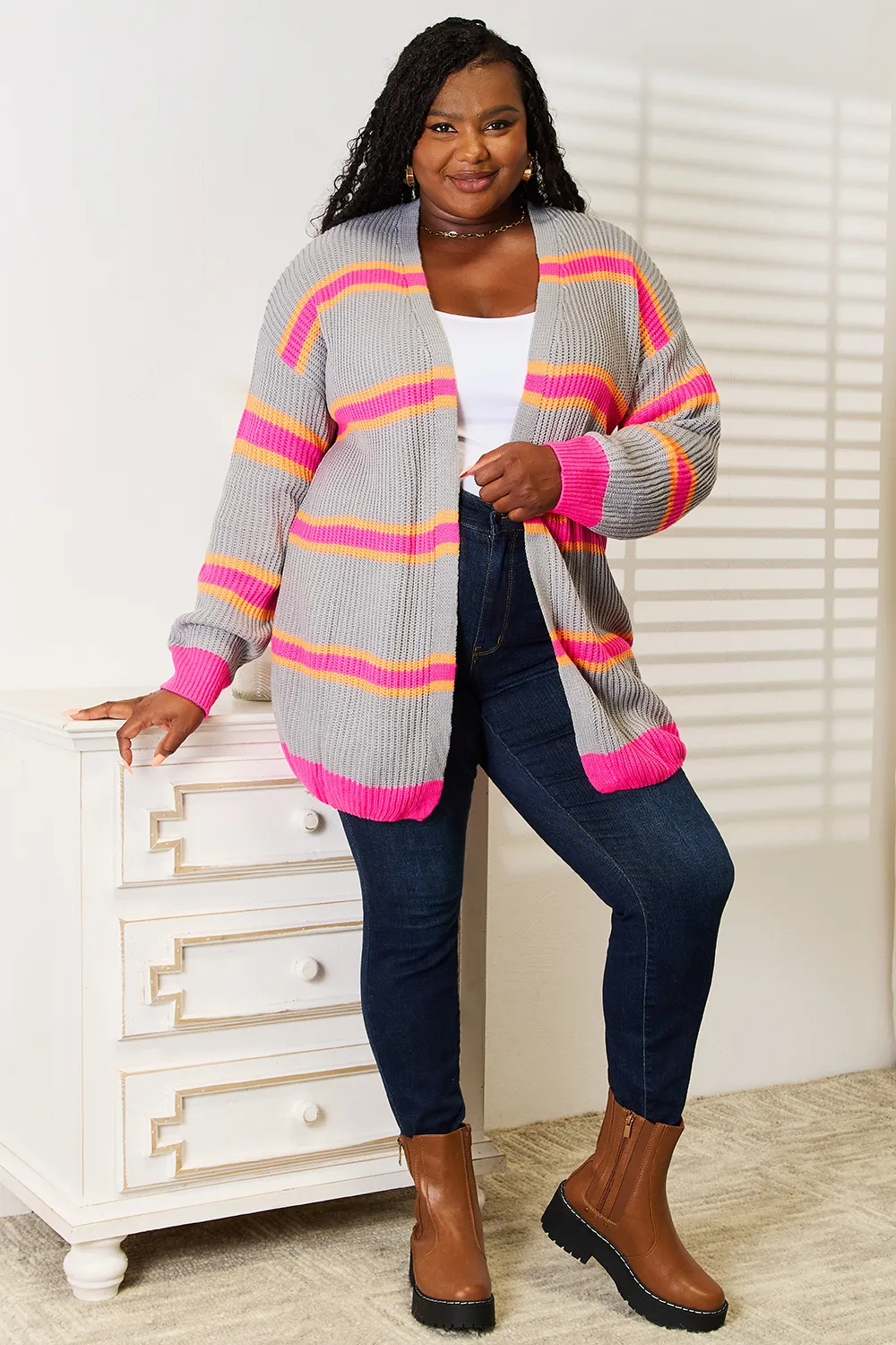 Ribbed Long Sleeve Cardigan, image 5