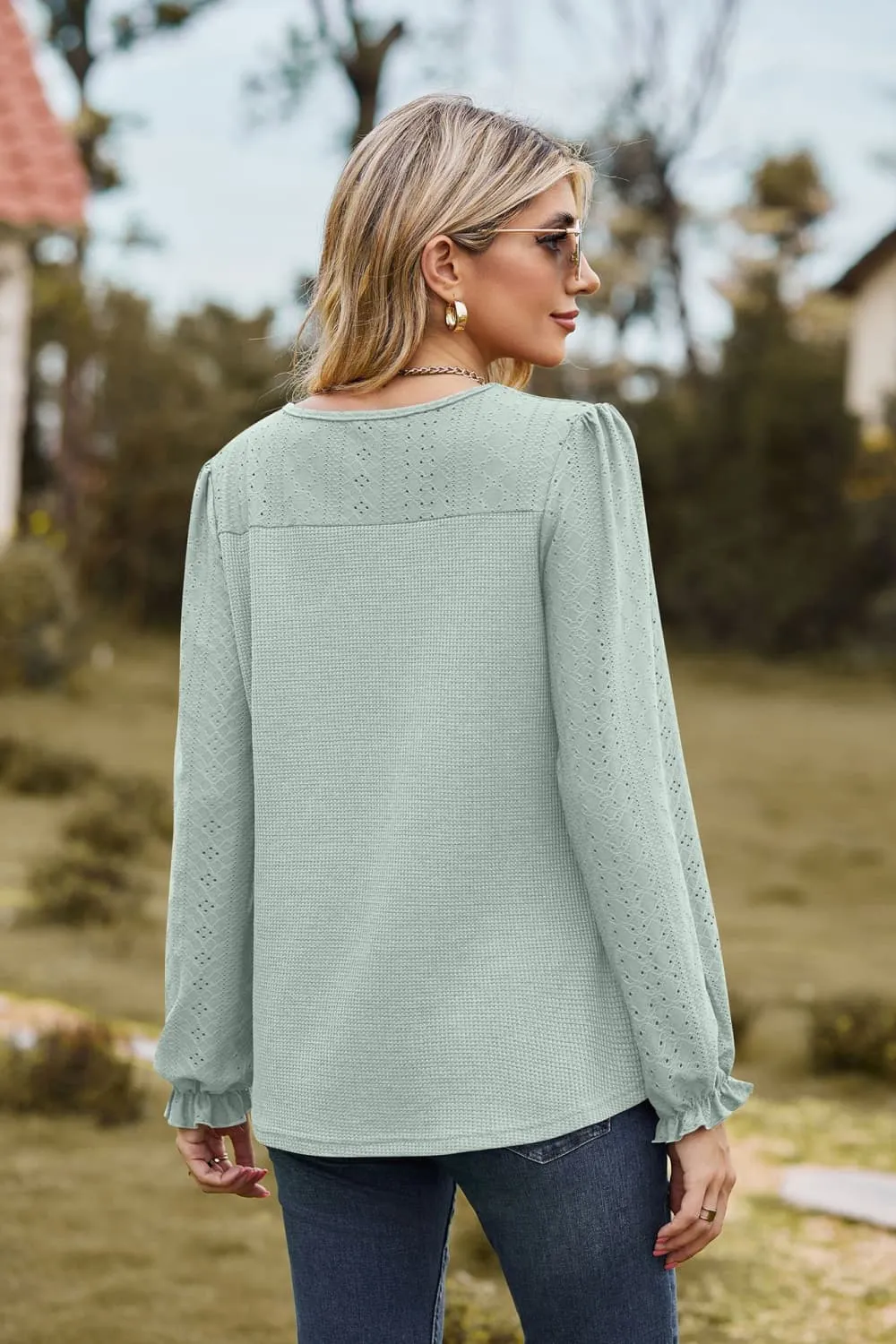 Round Neck Puff Sleeve Blouse, image 4