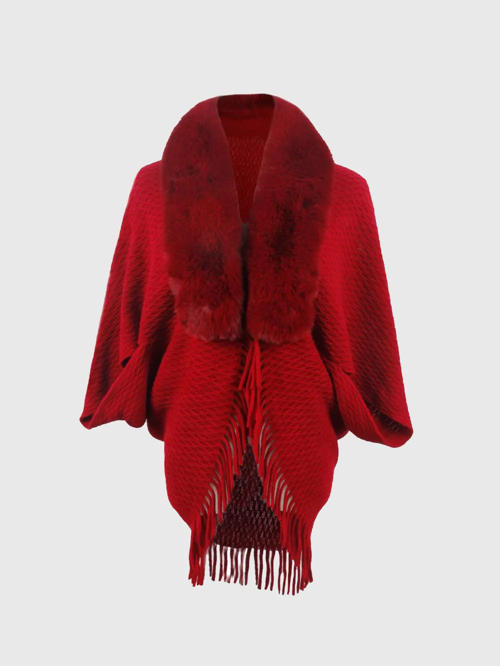 Open Front Fringe Hem Poncho, image 8