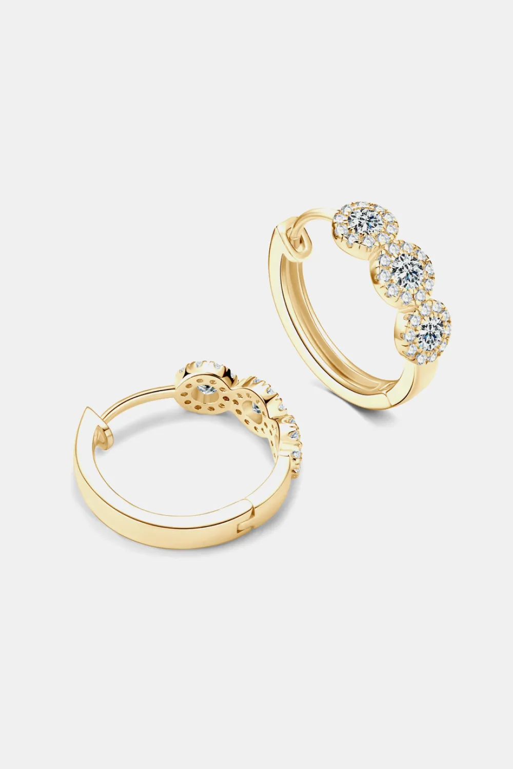 Moissanite 925 Sterling Silver Huggie Earrings, image 2