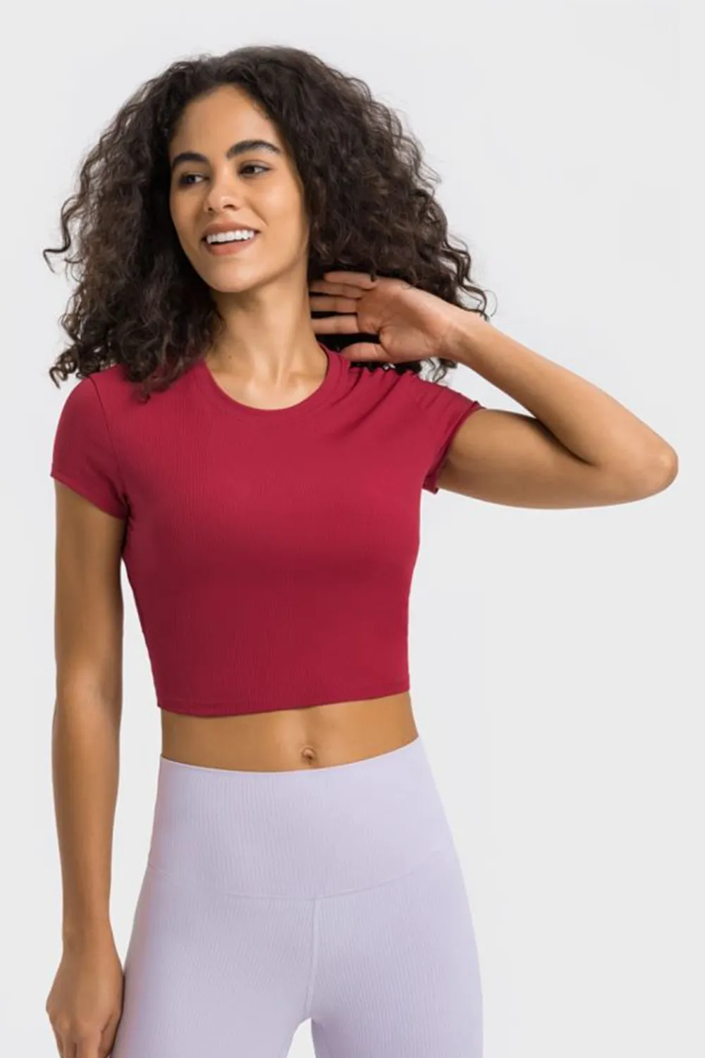 Round Neck Short Sleeve Cropped Sports T-Shirt, image 2