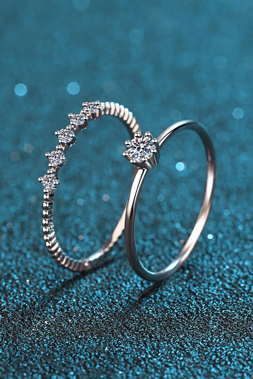Moissanite 925 Sterling Silver Two-Piece Ring Set, image 5