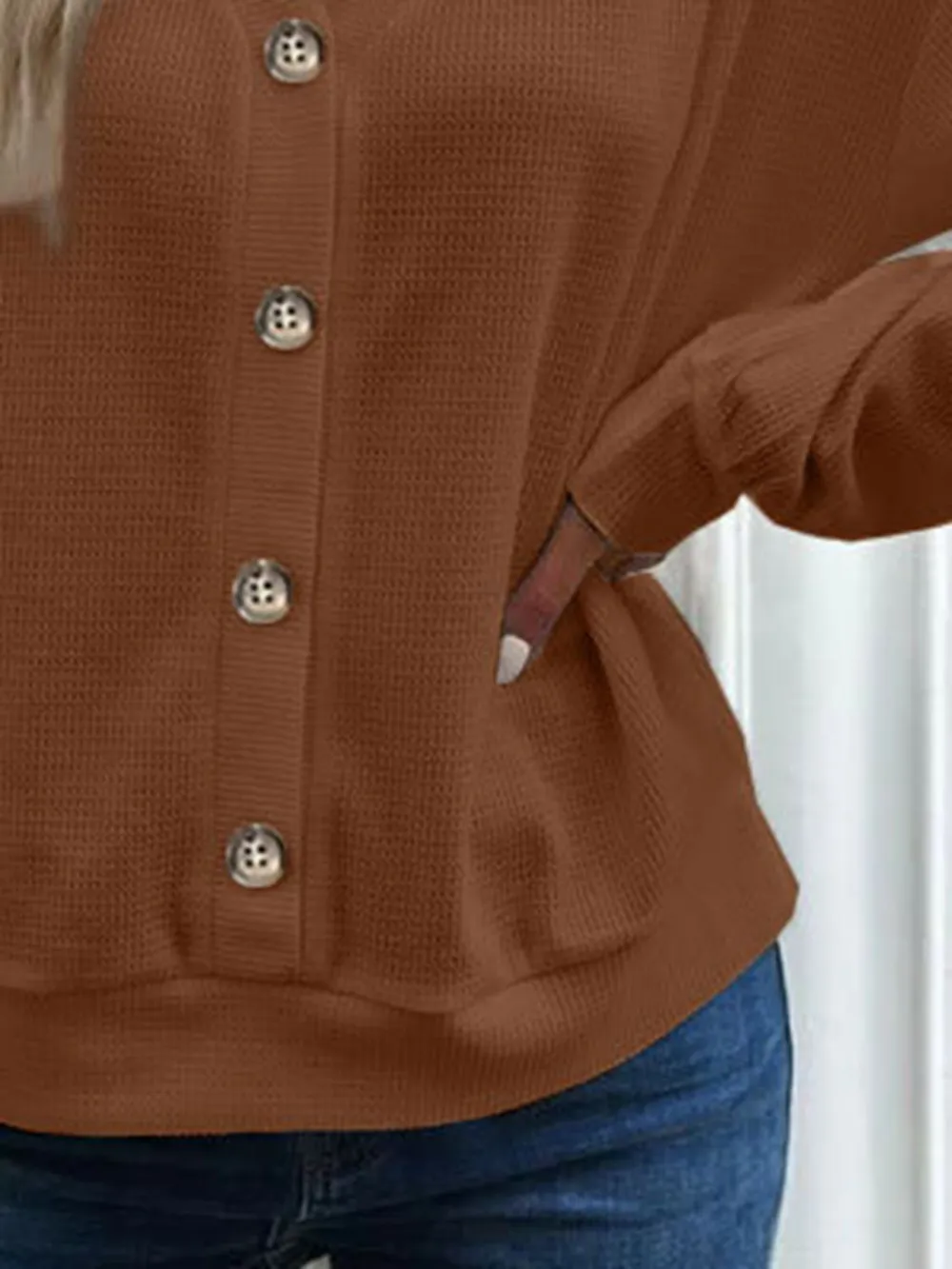 V-Neck Dropped Shoulder Blouse, image 2