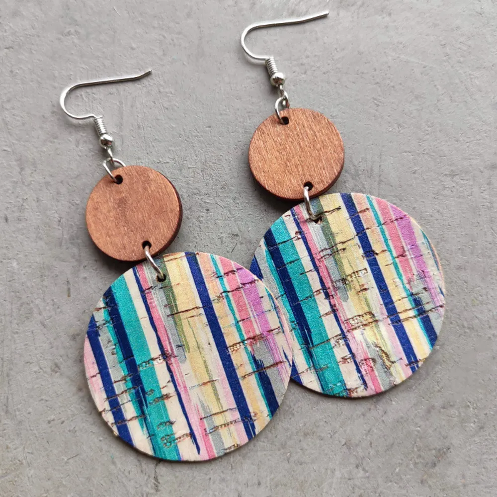 Round Shape Wooden Dangle Earrings, image 4