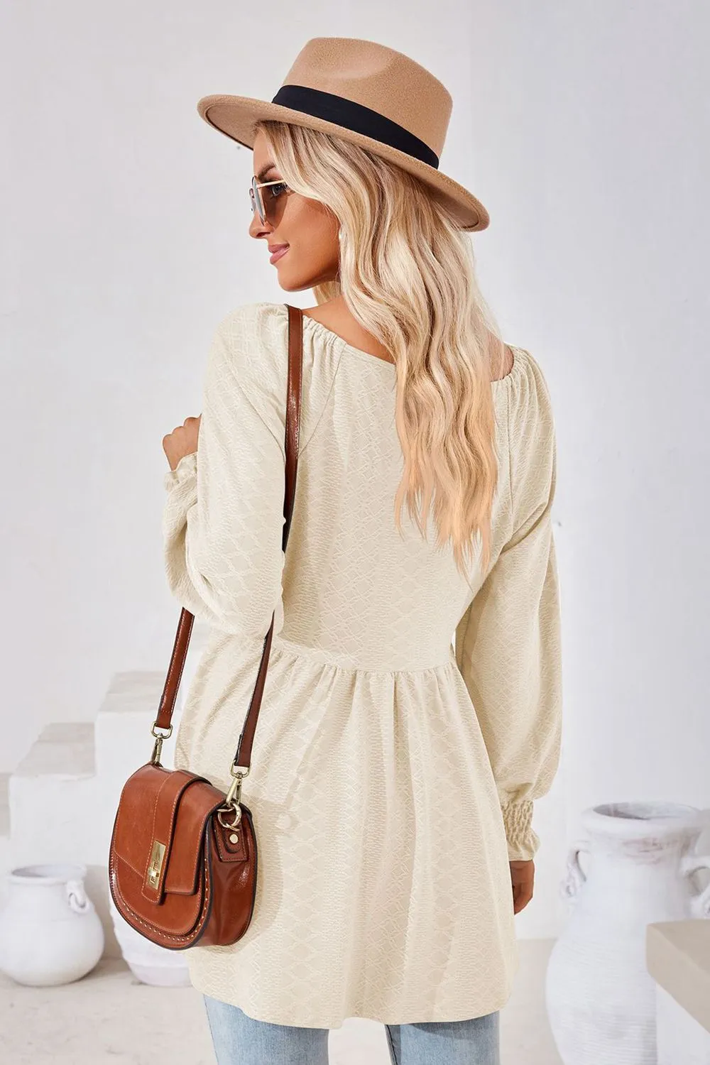 V-Neck Lantern Sleeve Blouse, image 7