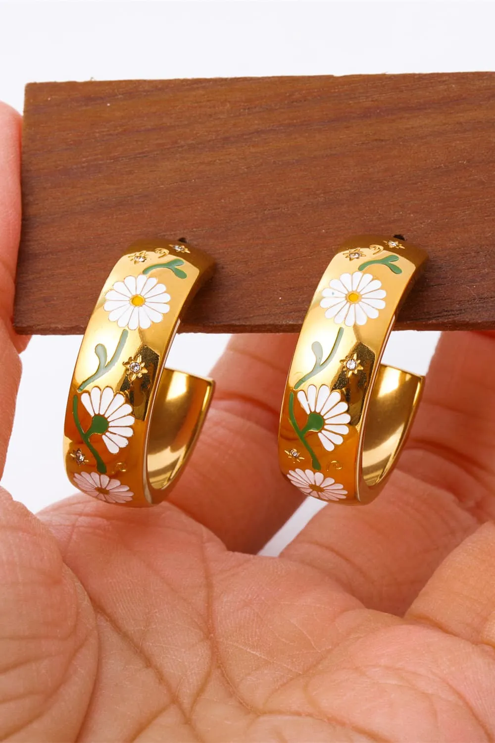 Stainless Steel 18K Gold Plated Ring Shape C-Hoop Earrings, image 7