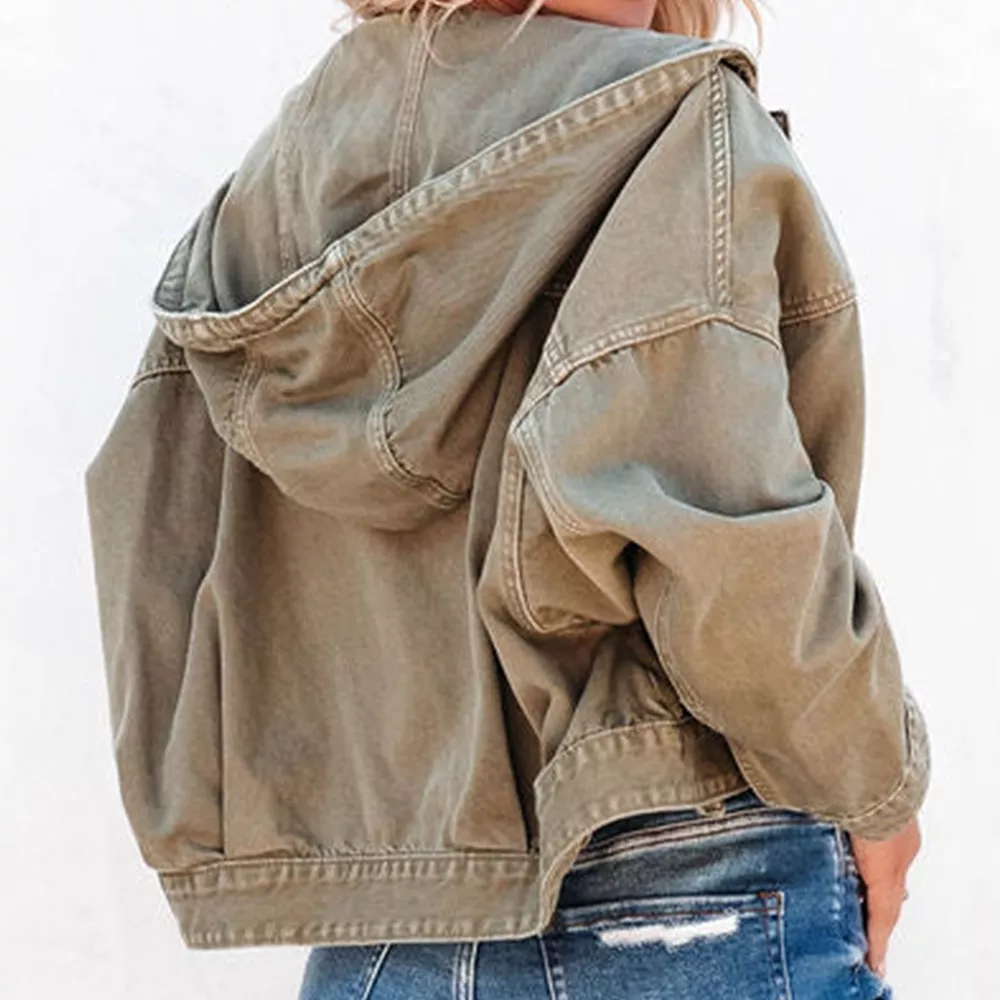 Hooded Dropped Shoulder Denim Jacket, image 2