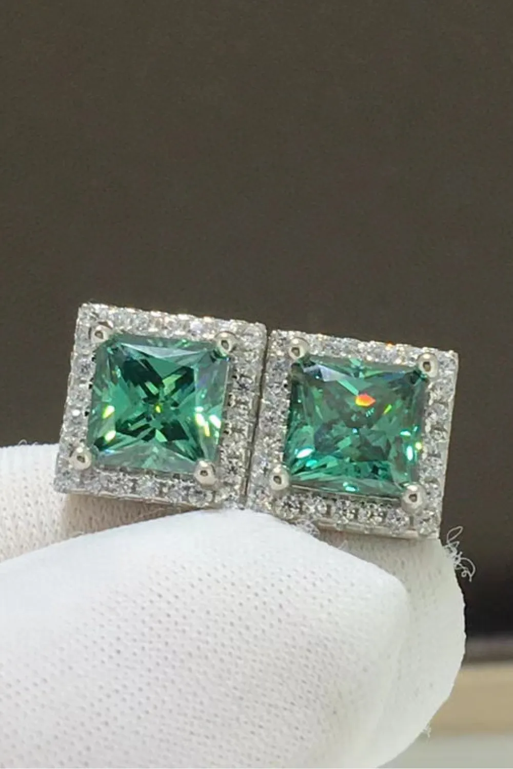 2 Carat Moissanite Square Stud Earrings, image 2