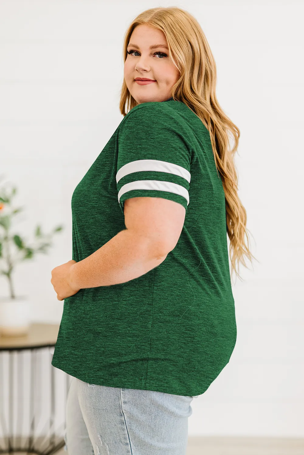 Plus Size Striped V-Neck Tee Shirt, image 14
