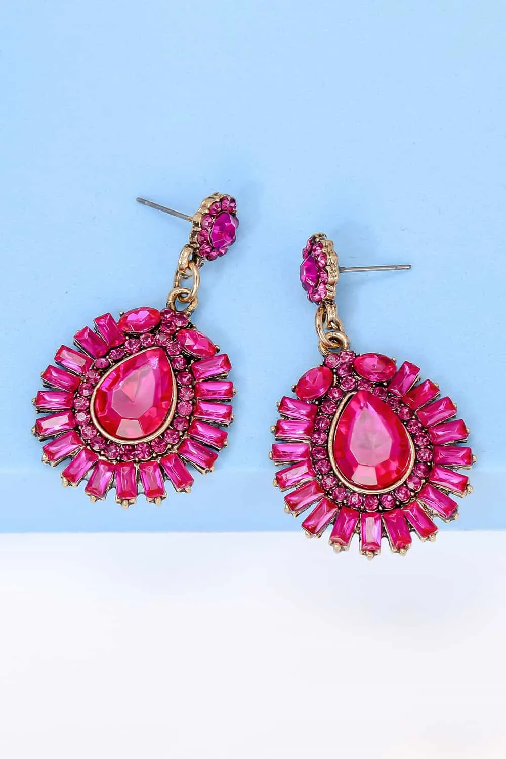 Teardrop Shape Glass Stone Dangle Earrings, image 5