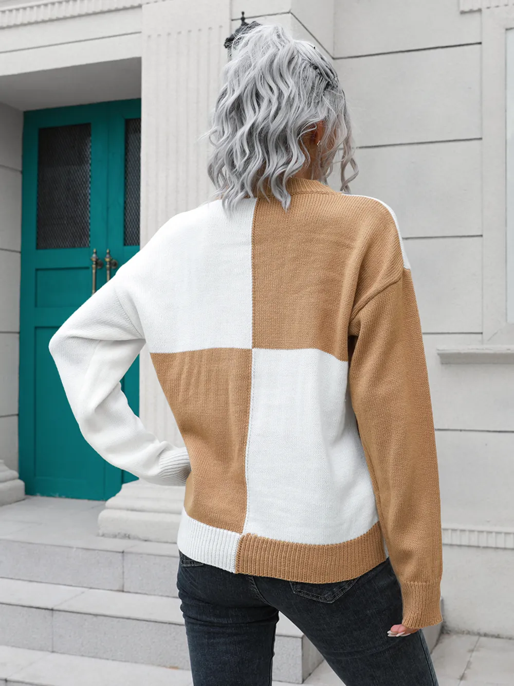 Contrast Drop Shoulder Sweater, image 3