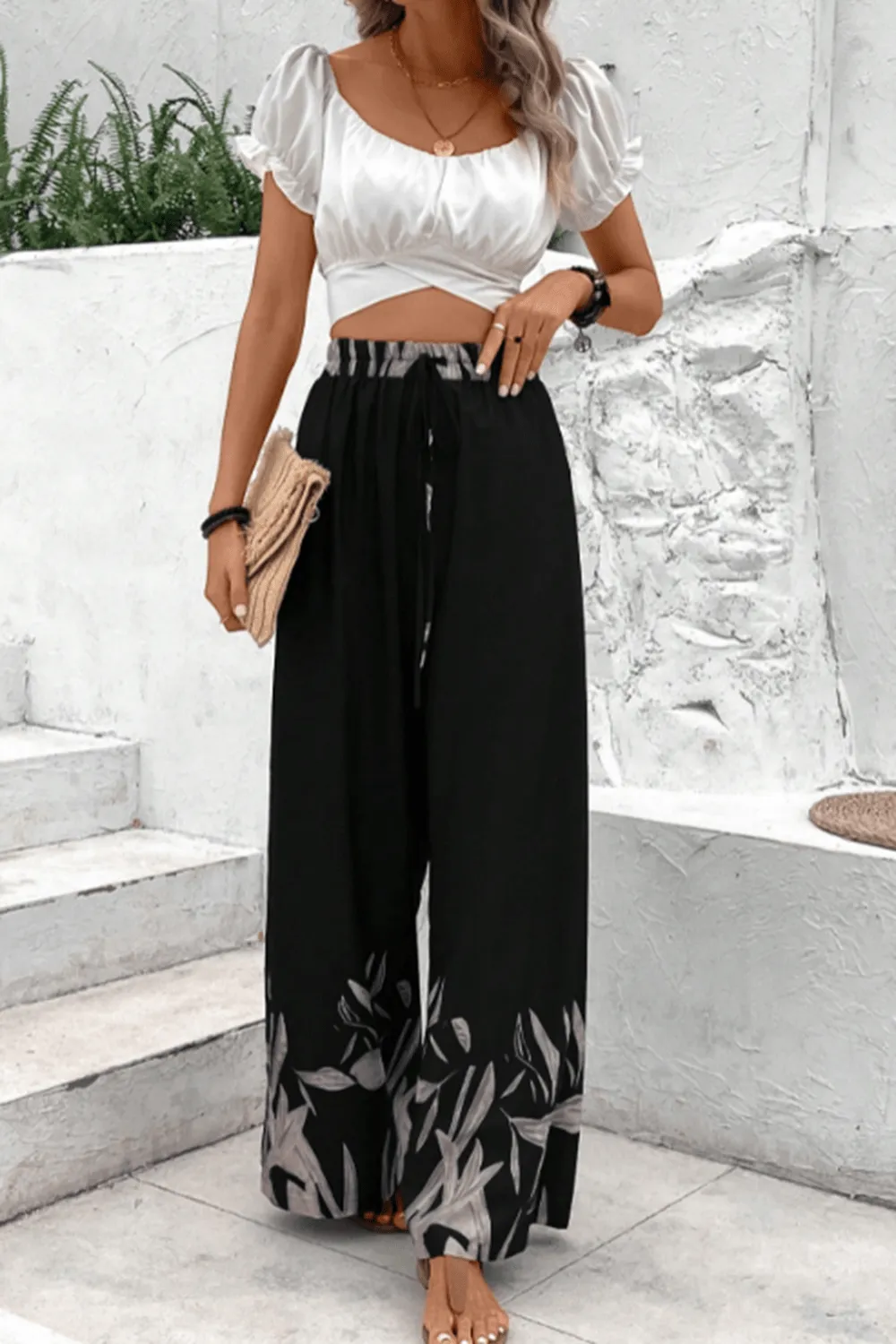 Drawstring High Waist Relax Fit Long Pants, image 3