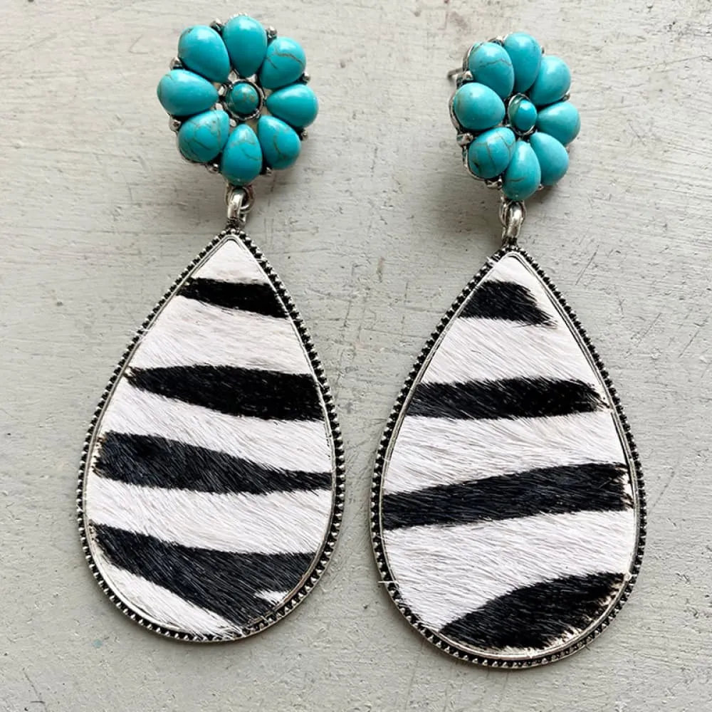 Turquoise Flower Teardrop Earrings, image 7