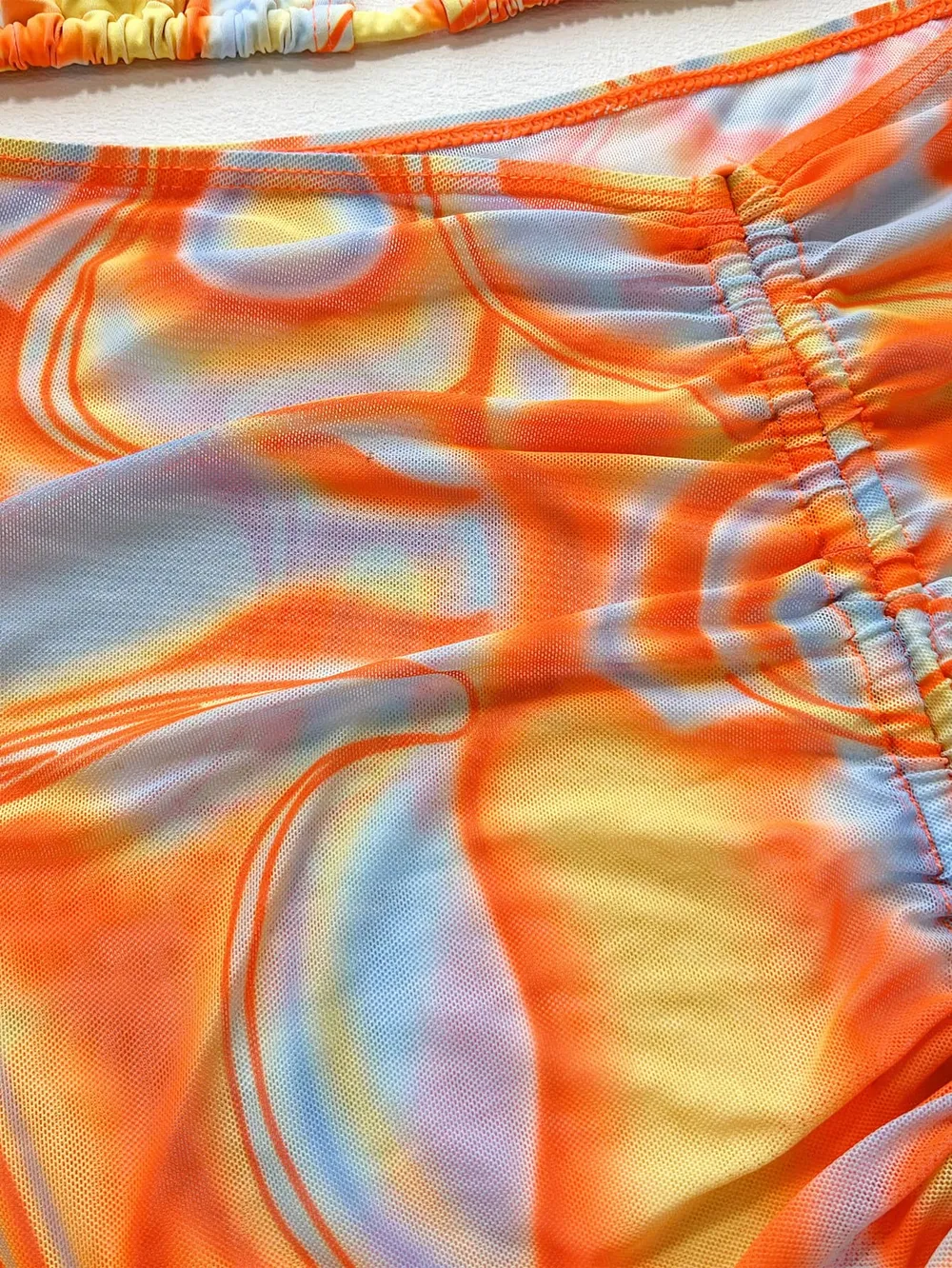 Multicolored Drawstring Ruched Three-Piece Swim Set, image 3