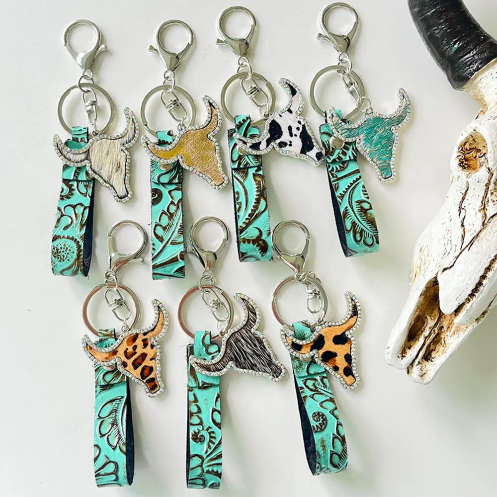 Rhinestone Bull Keychain, image 3