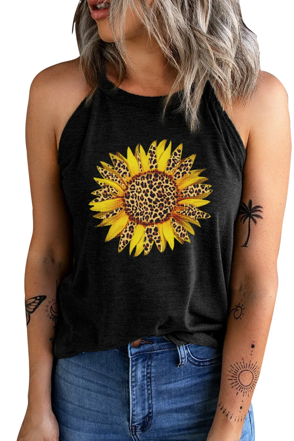 Sunflower Graphic Round Neck Tank, image 3